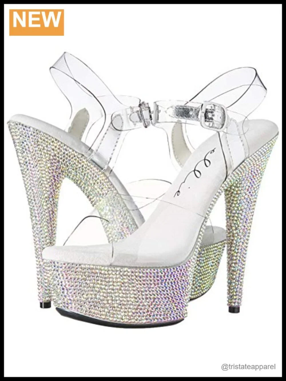 Rhinestone Platform Sandal Ankle Strap Stiletto Heel